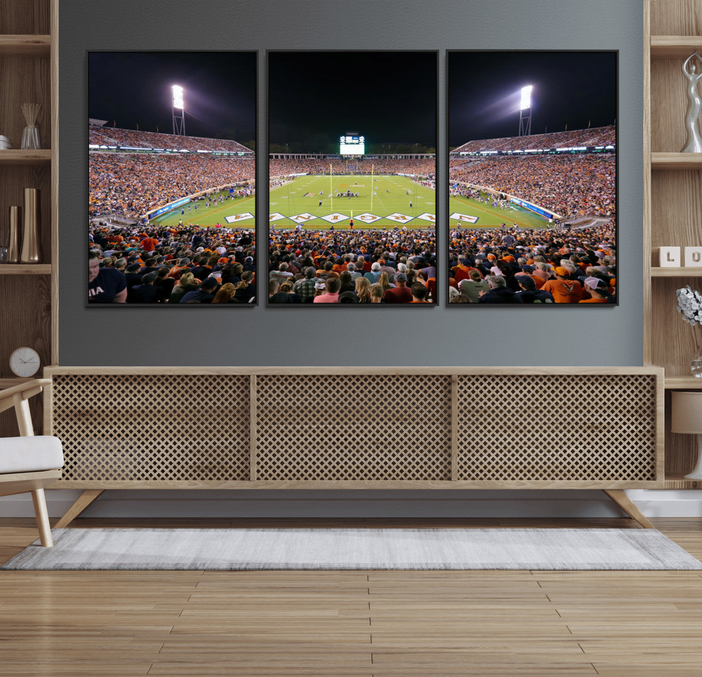 98441-MGV-FC-60X30-3P_Black-Virginia Cavaliers Football Team Print - Charlottesville Scott Stadium Wall Art Canvas Print