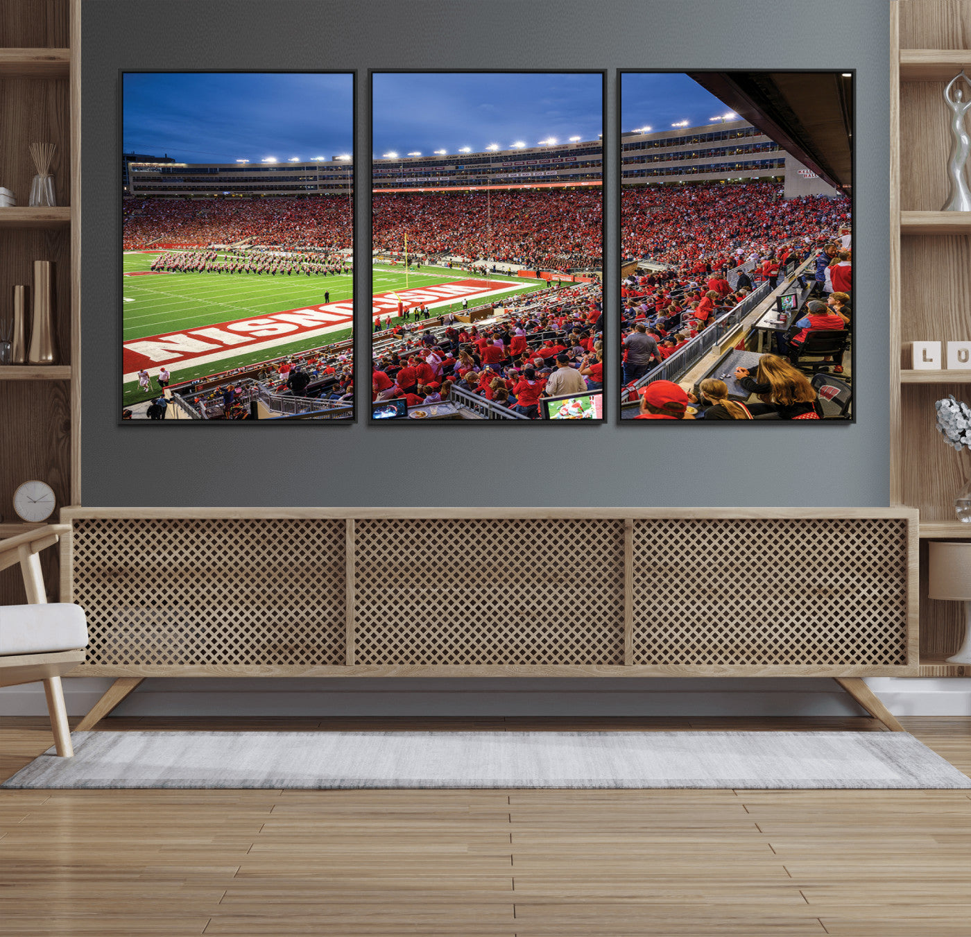 57601-MGV-FC-60X30-3P_Black-Wisconsin Badgers Football Team Print - Madison Camp Randall Stadium Wall Art, Wisconsin Badgers