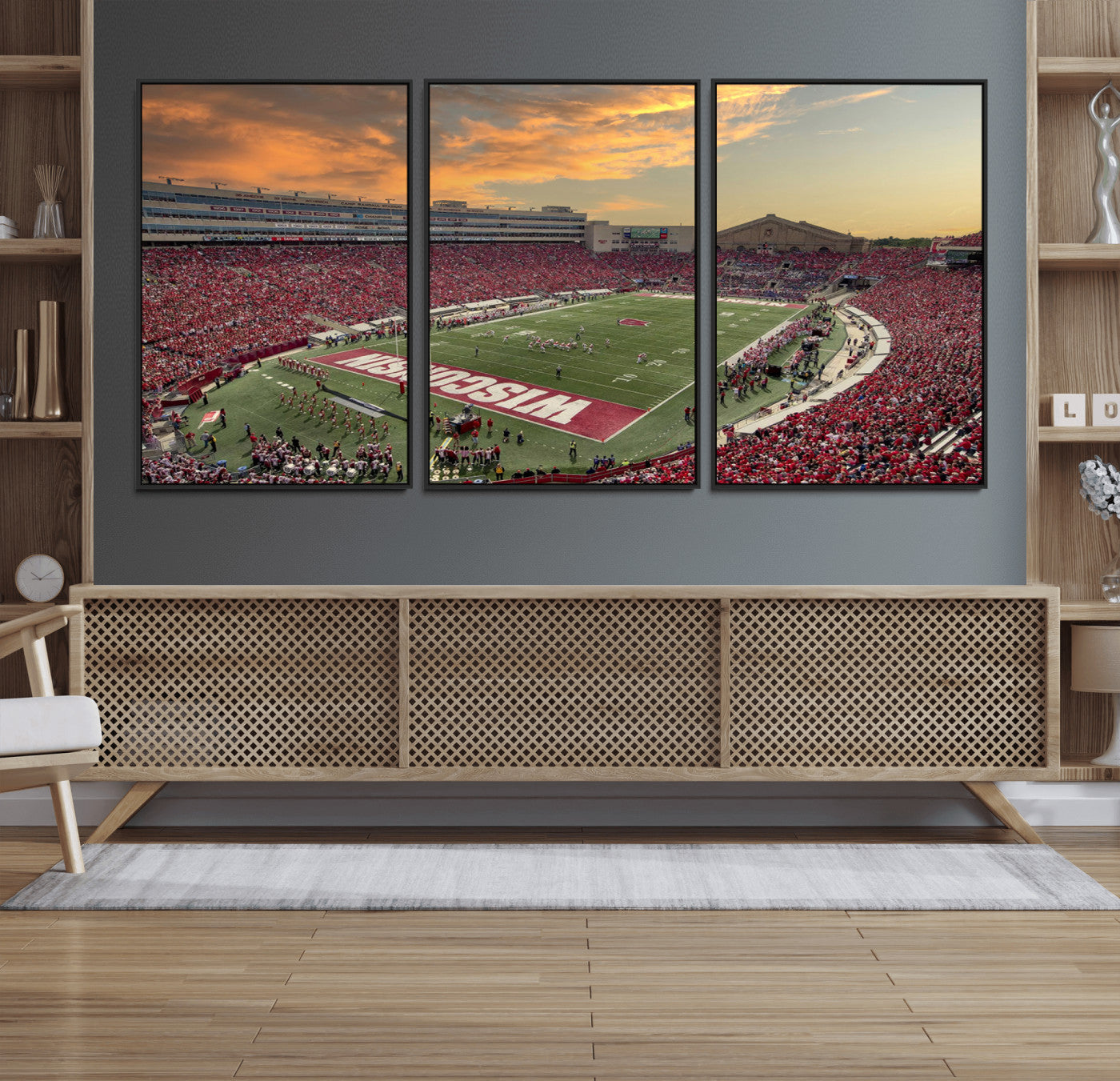MGV-FC-60X30-3P - Camp Randall Stadium Wisconsin Badgers Large Wall Art Canvas Print | College Football Stadium Wall