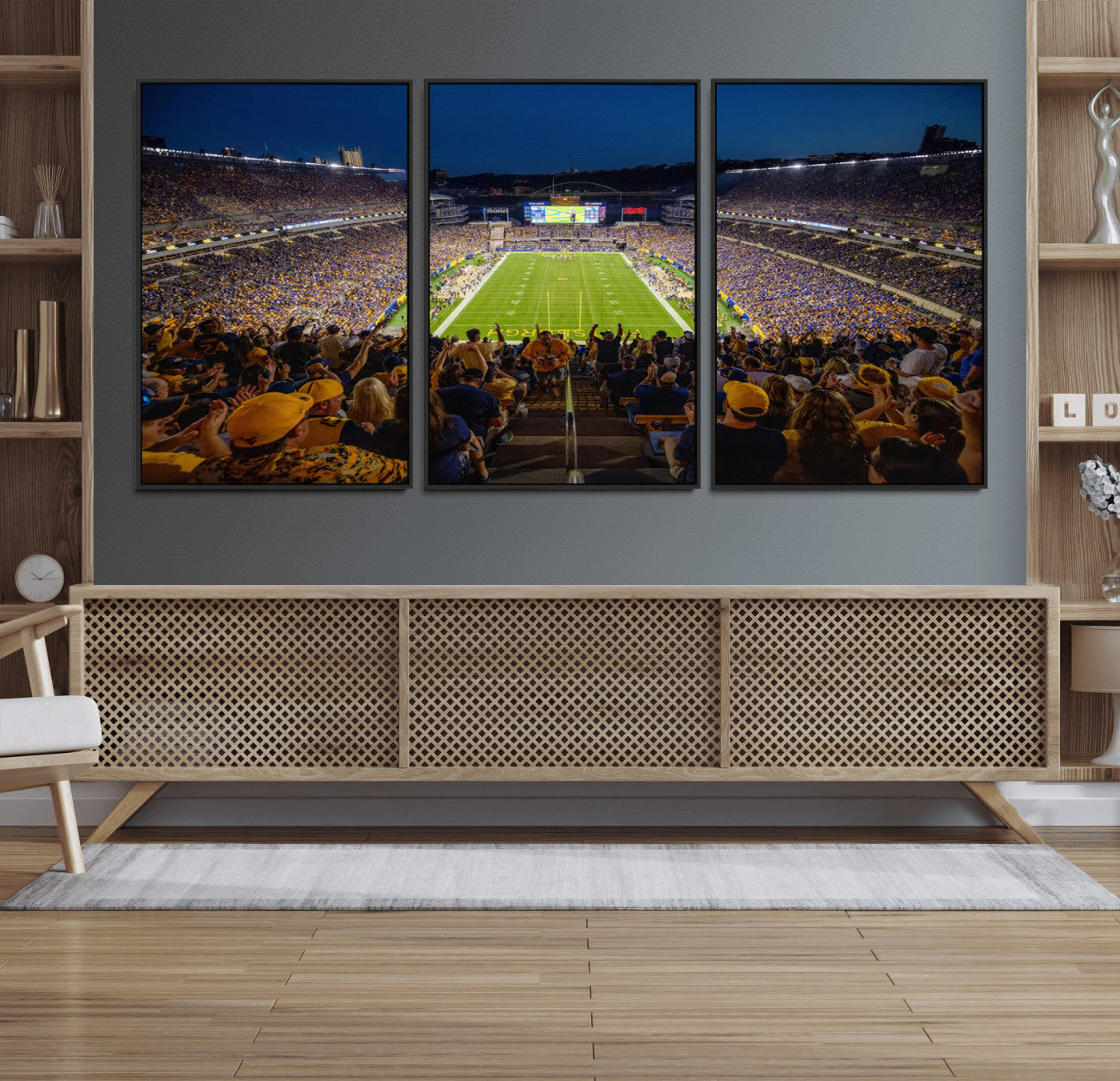 62297-MGV-FC-60X30-3P_Black-Pittsburgh Panthers Football Team Print - Pittsburgh Acrisure Stadium Wall Art Canvas Print