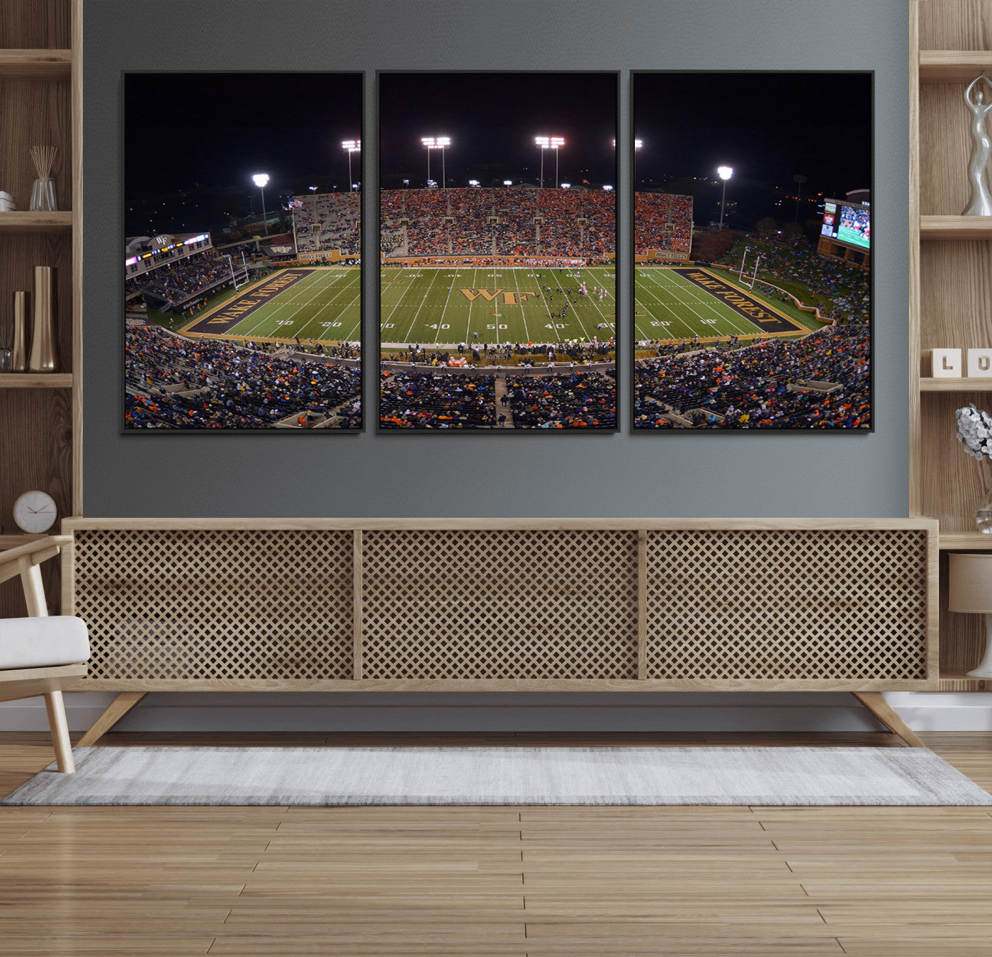 26033-MGV-FC-60X30-3P_Black-Demon Deacons Print Canvas, Football Team Print - Winston-Salem Allegacy Federal Credit Union