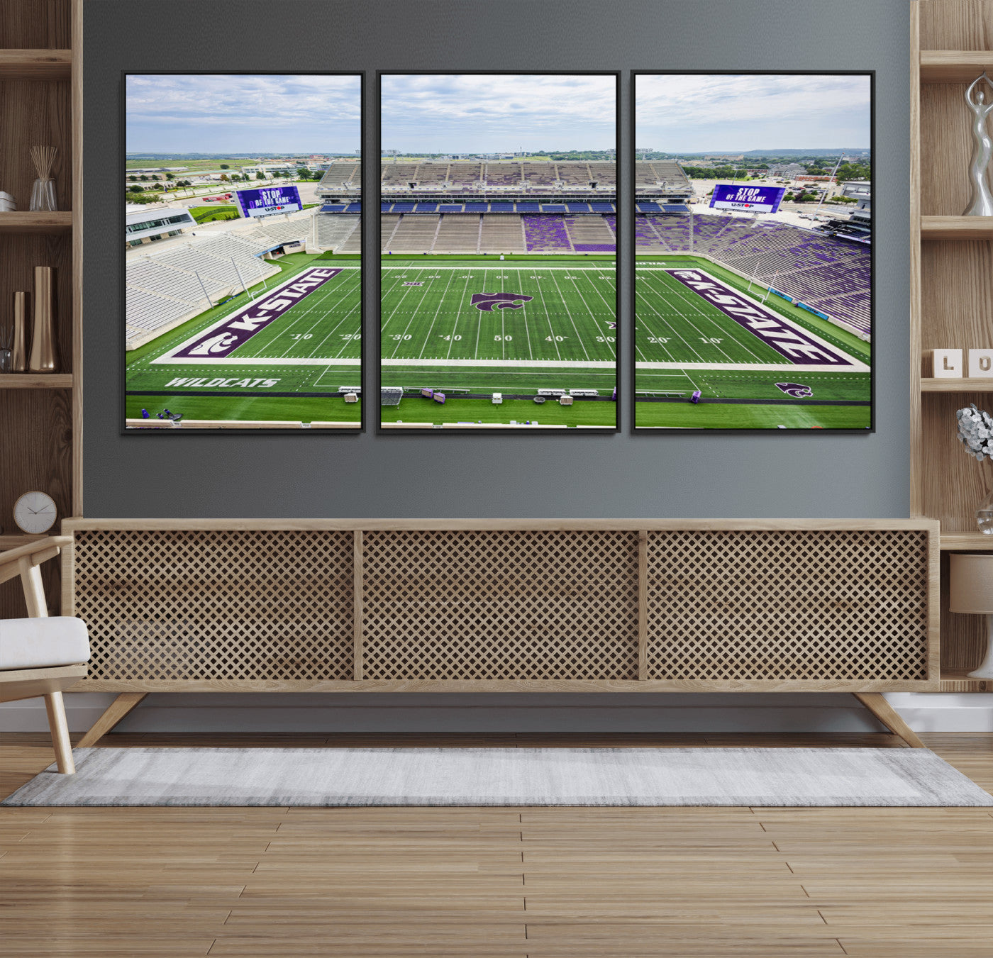 29452-MGV-FC-60X30-3P_Black-KState Wildcats Football Team Print - Manhattan Bill Snyder Family Football Stadium Wall Art Canvas