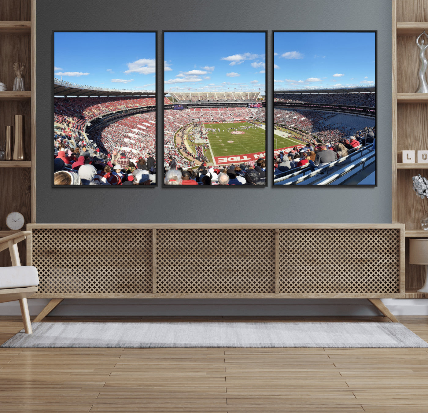 62122-MGV-FC-60X30-3P_Black-University of Alabama Crimson Tide Print Wall Art - Tuscaloosa Bryant-Denny Stadium Wall Art Canvas