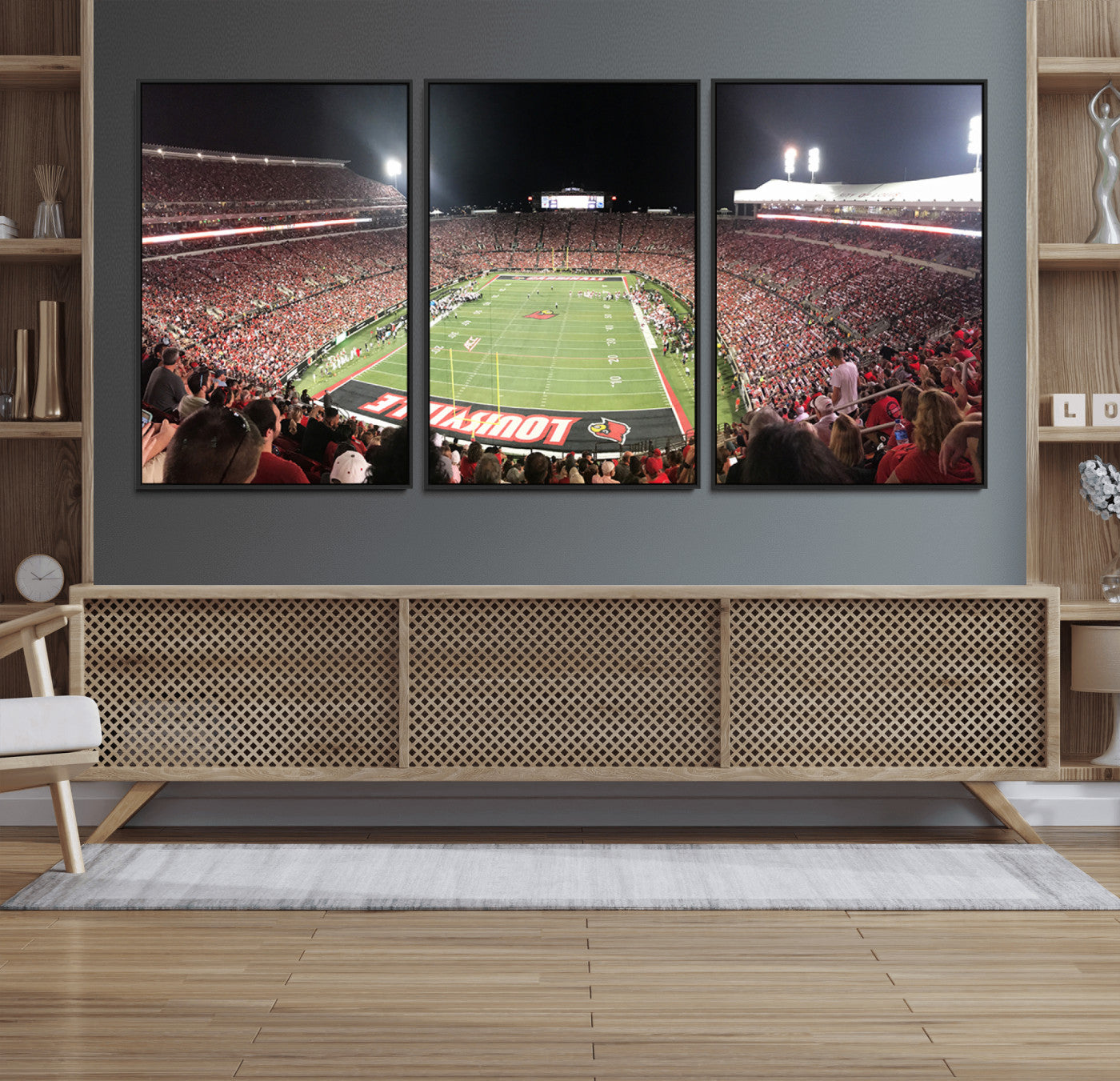 52267-MGV-FC-60X30-3P_Black-University of Louisville Cardinals Football Team Print - Louisville Cardinal Stadium Wall Art Canvas