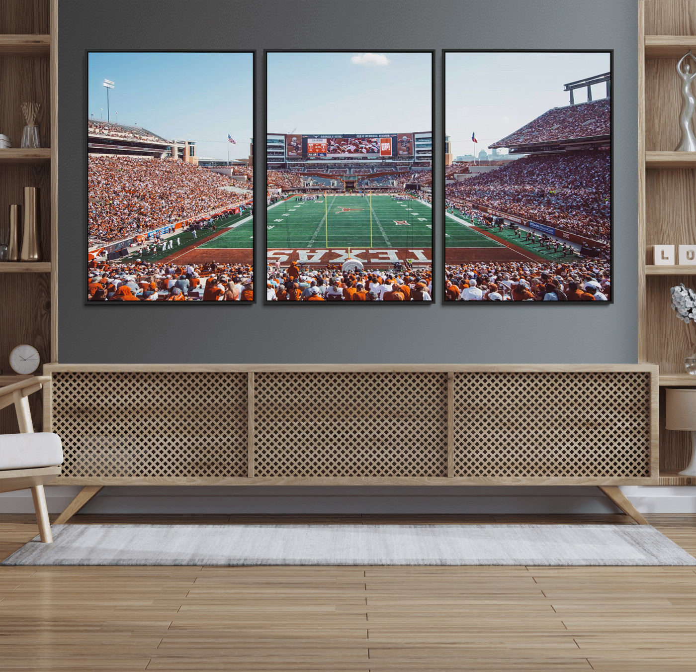 14826-MGV-FC-60X30-3P_Black-Framed Texas Memorial Stadium Canvas, University of Texas Longhorns Football Team Print - Austin