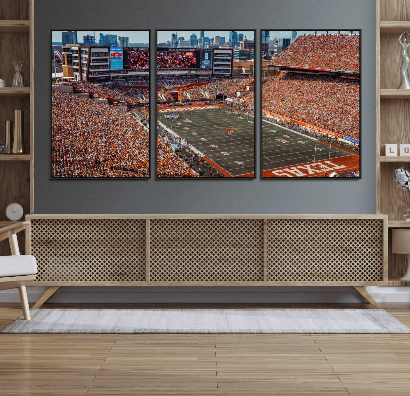 92103-MGV-FC-60X30-3P_Black-University of Texas Longhorns Football Team Print - Austin Darrell K Royal-Texas Memorial Stadium
