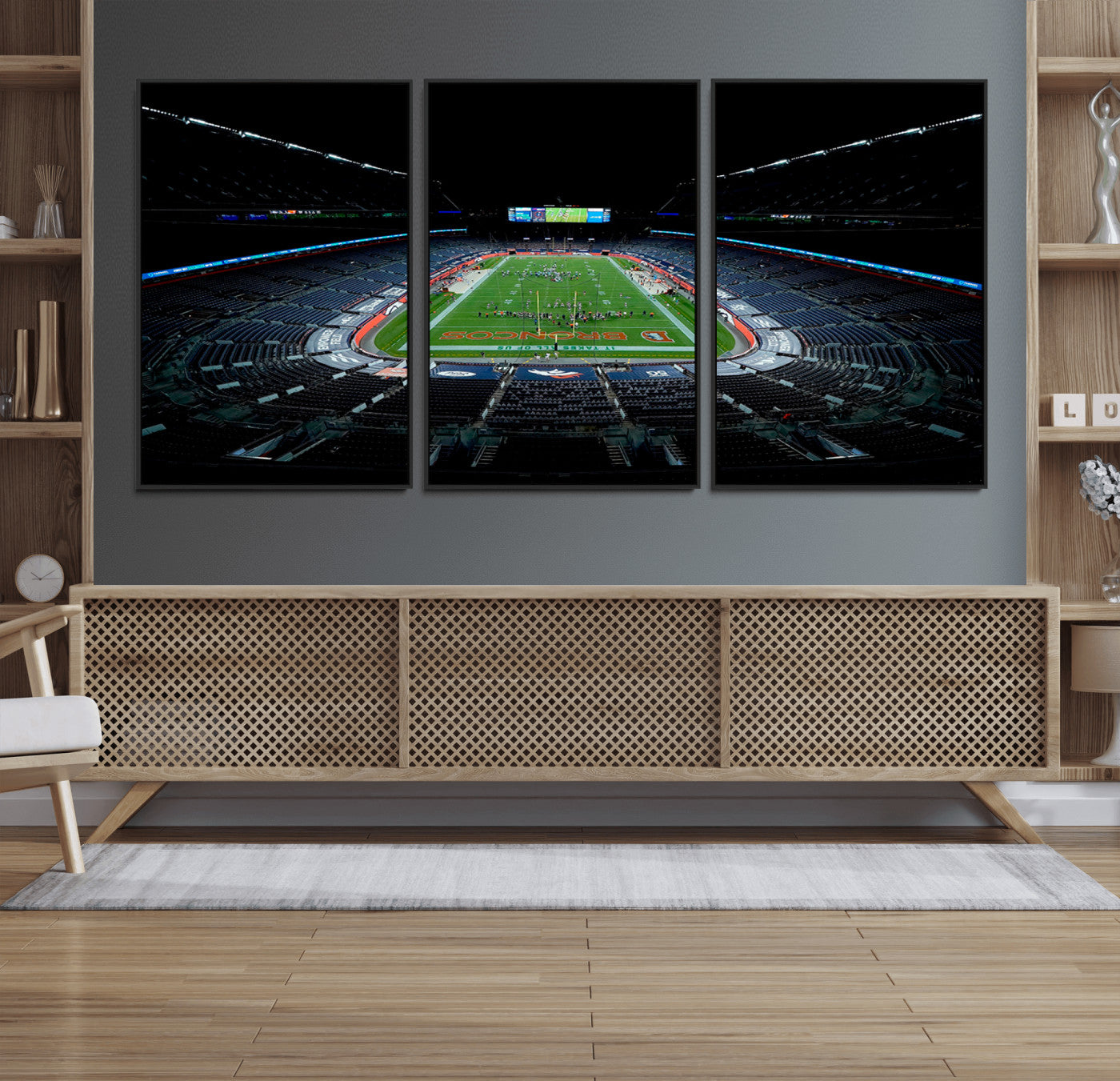 14797-MGV-FC-60X30-3P_Black-Denver Broncos Football Team Print Canvas- Denver Empower Field at Mile High Stadium Wall Art Canvas
