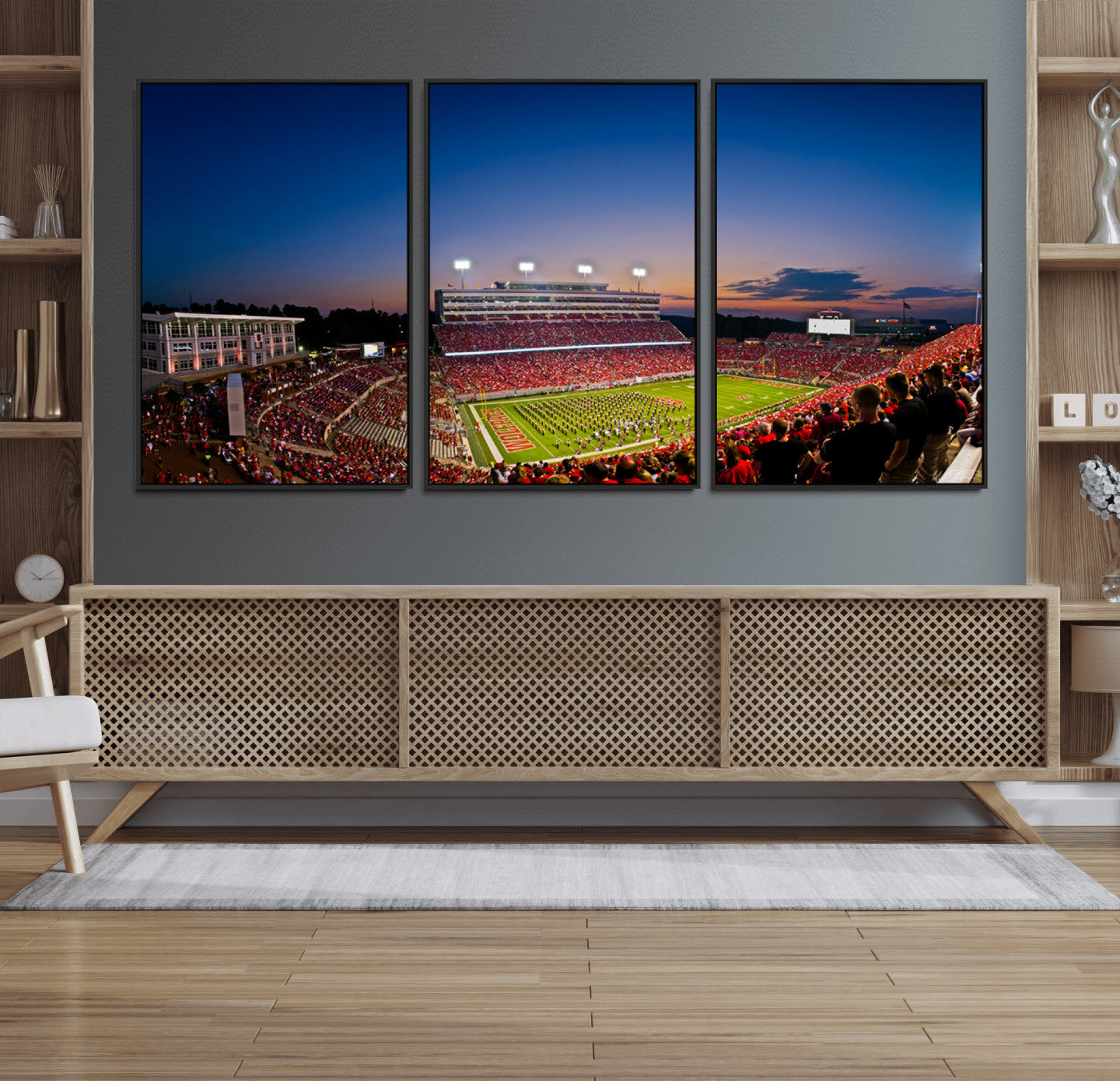 MGV-FC-60X30-3P - Wolfpack Football Team Wall Art Print - Raleigh Carter-Finley Stadium Wall Art Canvas Print