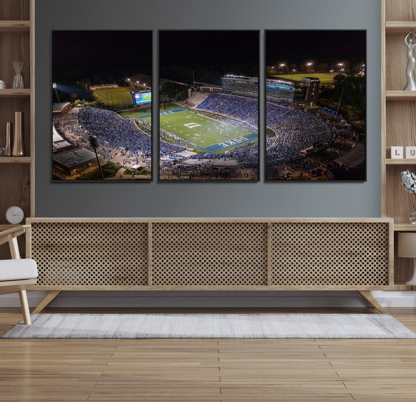 MGV-FC-60X30-3P - Duke University Blue Devils Football Print Canvas - Durham Wallace Wade Stadium Wall Art Canvas