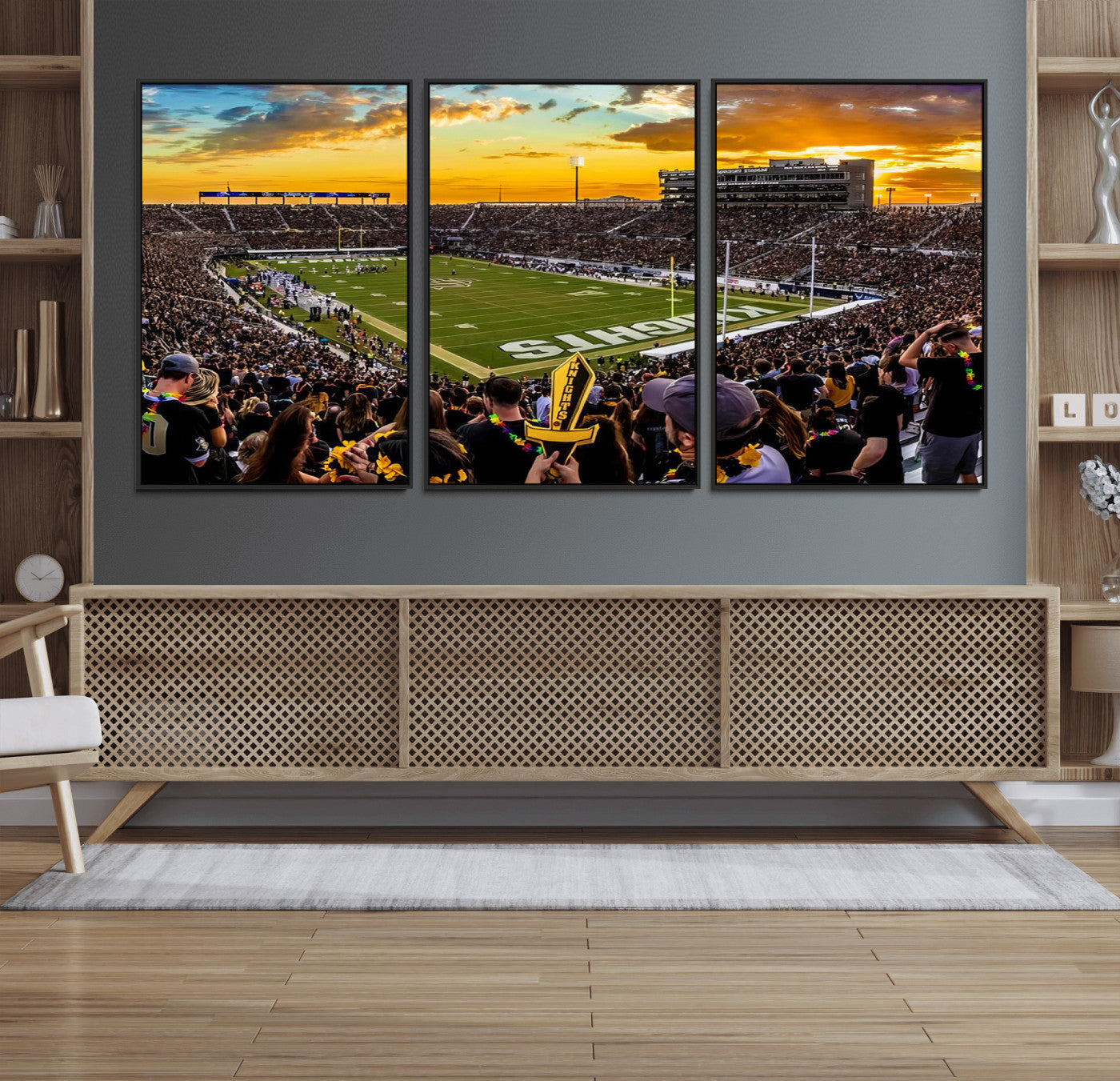 66803-MGV-FC-60X30-3P_Black-UCF Knights Football Team Print - Orlando FBC Mortgage Stadium, UCF Knights Wall Art Canvas Print