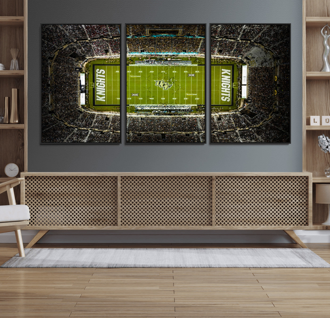 58050-MGV-FC-60X30-3P_Black-UCF Knights Football Team Print - Orlando FBC Mortgage Stadium Wall Art, UCF Knights Canvas Print