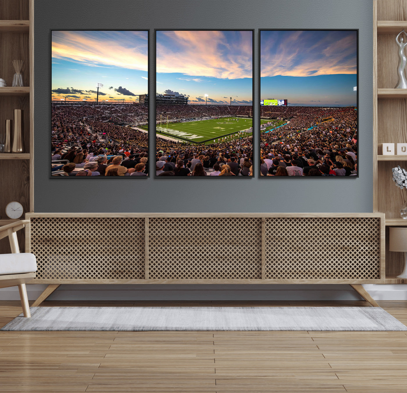 50243-MGV-FC-60X30-3P_Black-UCF Knights Football Team Print - Orlando FBC Mortgage Stadium Wall Art Canvas Print