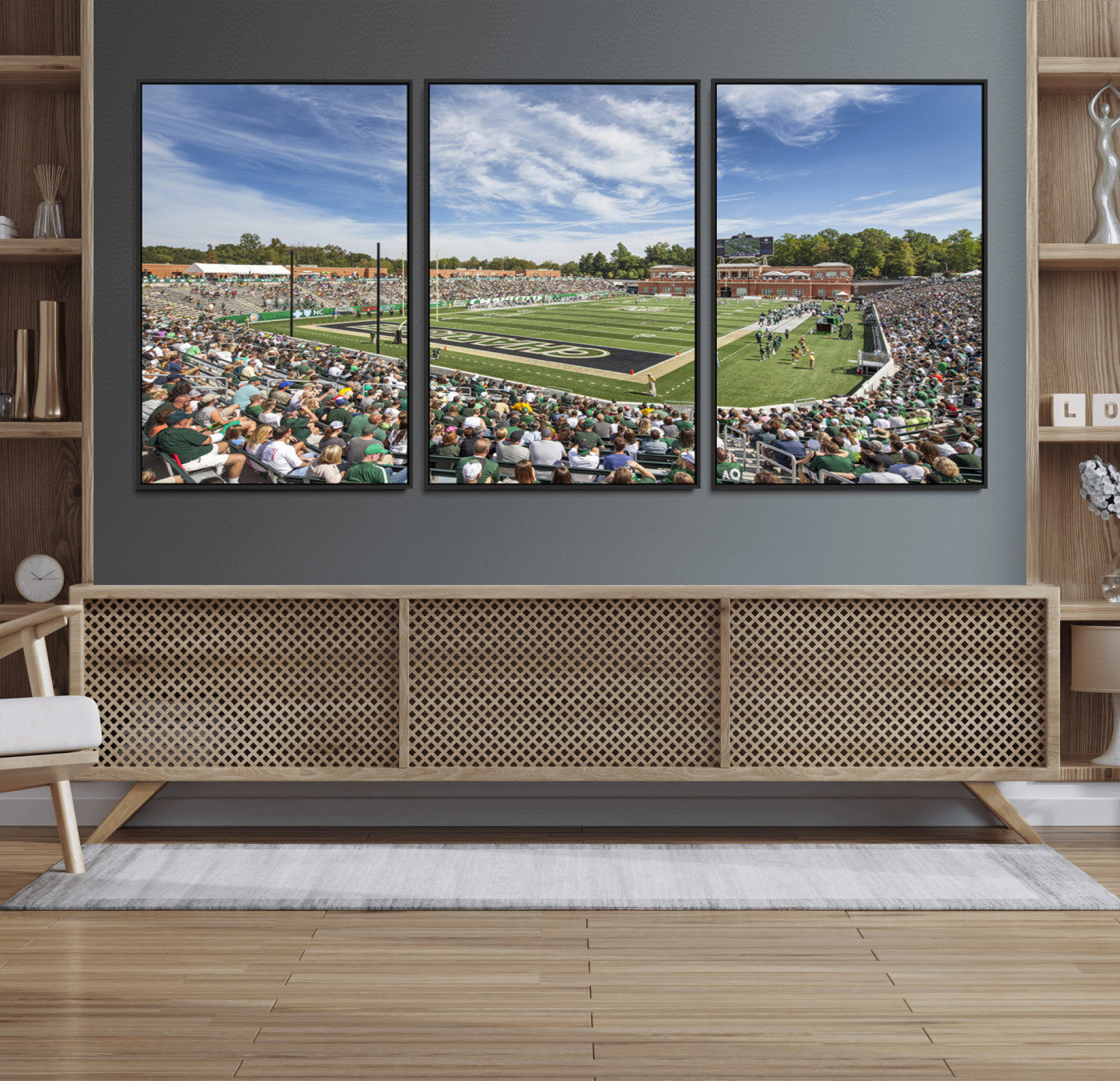67799-MGV-FC-60X30-3P_Black-University of Charlotte 49ers Football Team Print - Charlotte Jerry Richardson Stadium Canvas Print