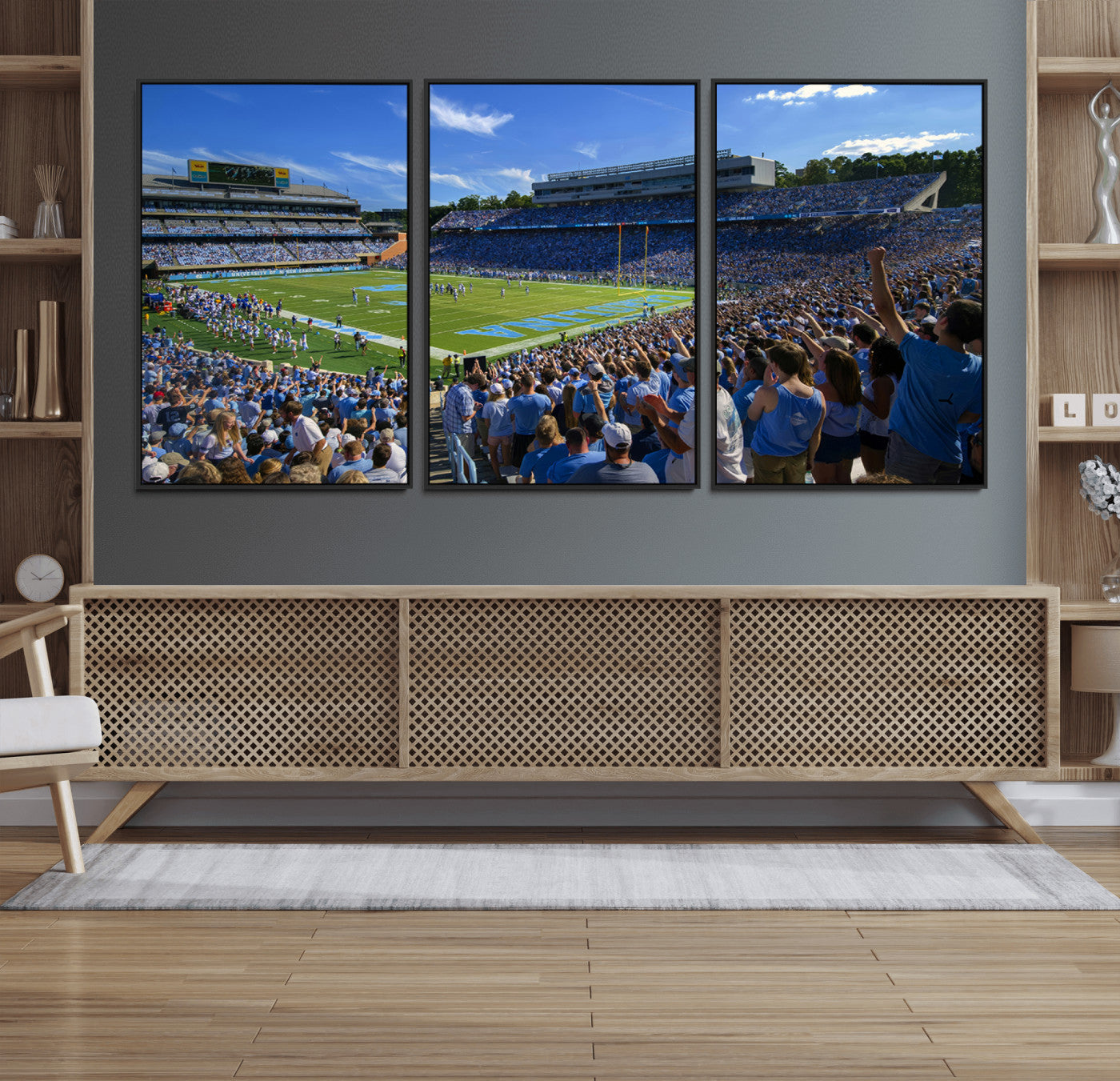 58540-MGV-FC-60X30-3P_Black-University of North Carolina Tar Heels Team Canvas Print - Chapel Hill Kenan Memorial Stadium Wall