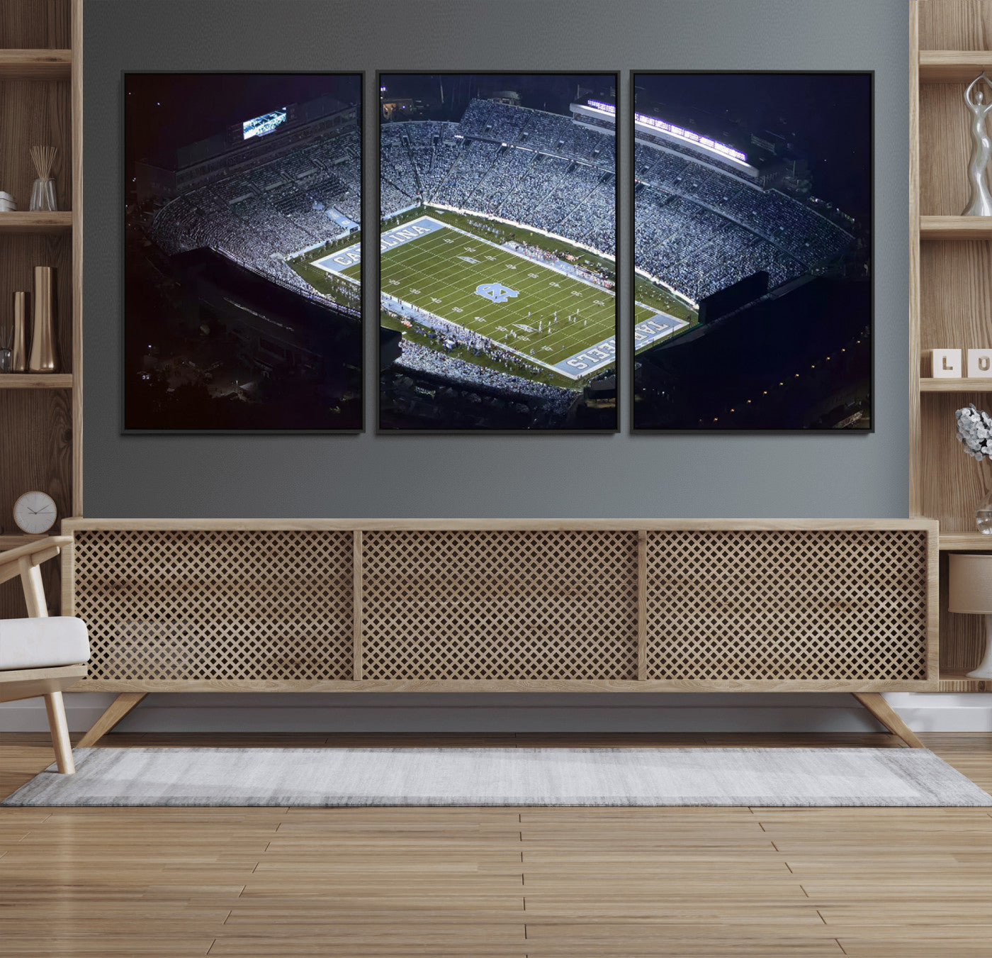 88375-MGV-FC-60X30-3P_Black-University of North Carolina Tar Heels Football Team Print - Chapel Hill Kenan Memorial Stadium