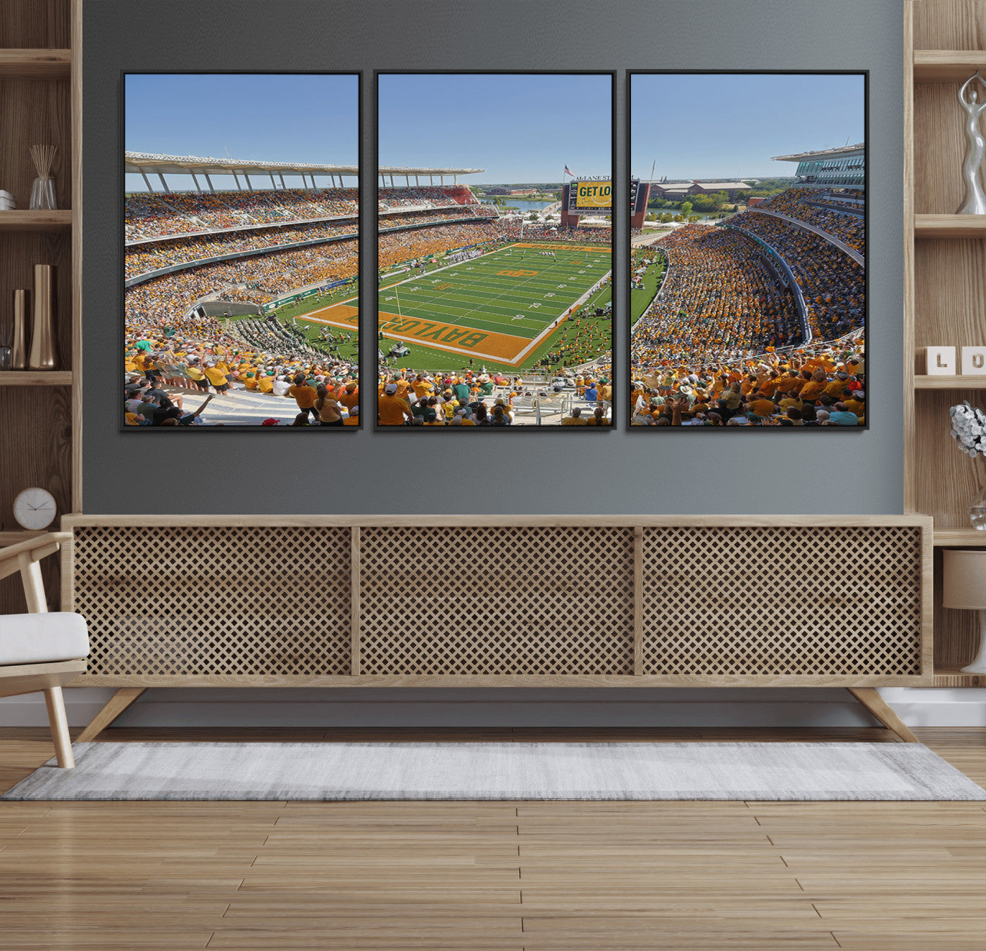 MGV-FC-60X30-3P - Baylor University Bears Football Team Print - Waco McLane Stadium Wall Art Canvas Print
