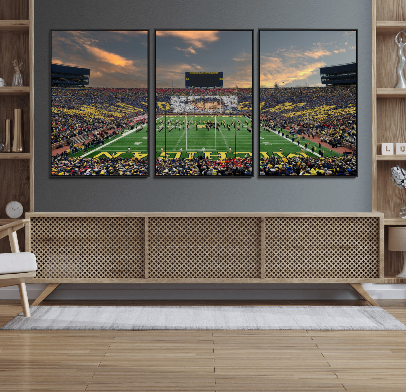 MGV-FC-60X30-3P - University of Michigan Wolverines Print Canvas, Football Team Print - Ann Arbor Michigan Stadium