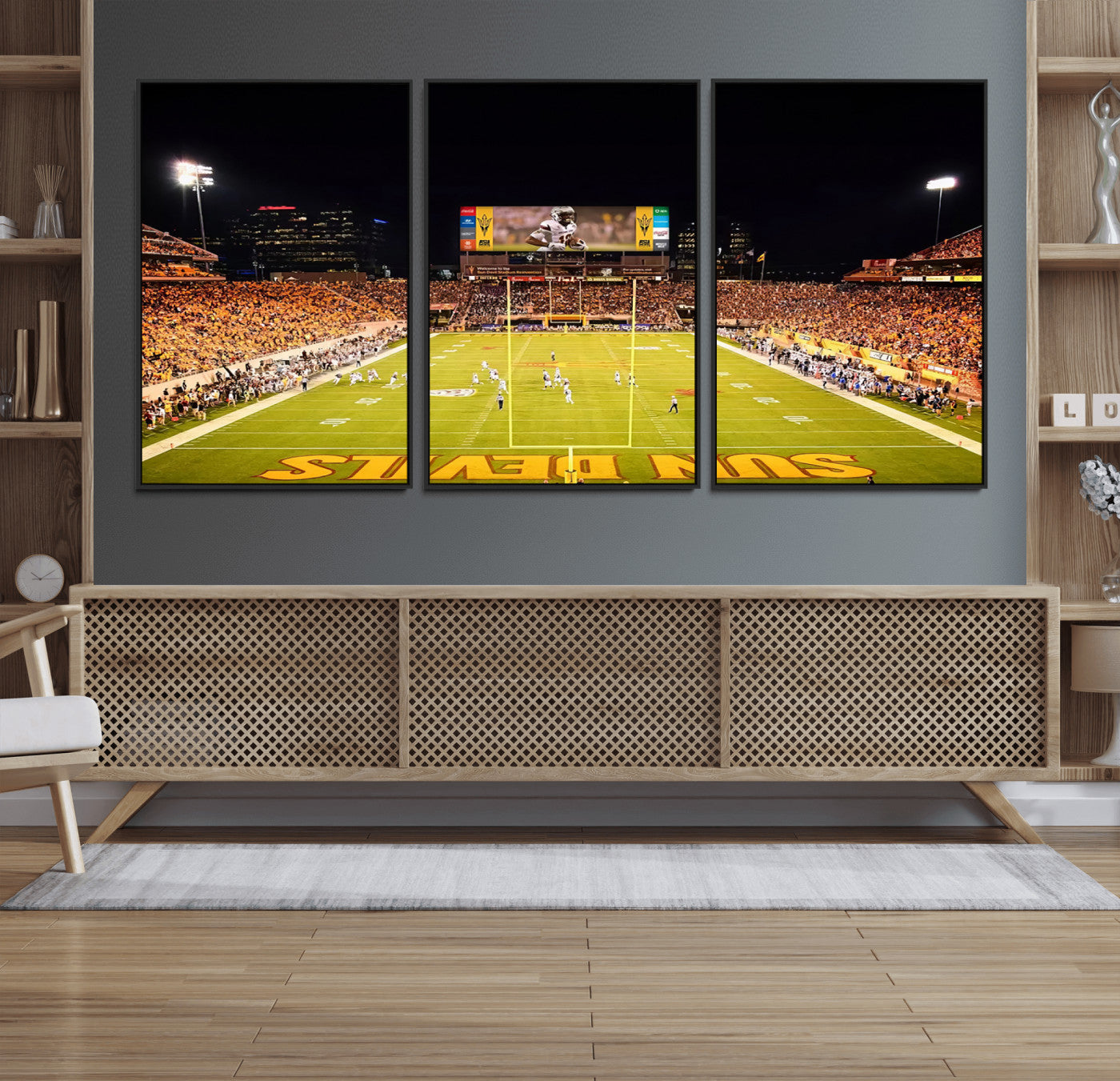87612-MGV-FC-60X30-3P_Black-ASU Sun Devils Football Team Print - Phoenix Mountain America Stadium Canvas Print