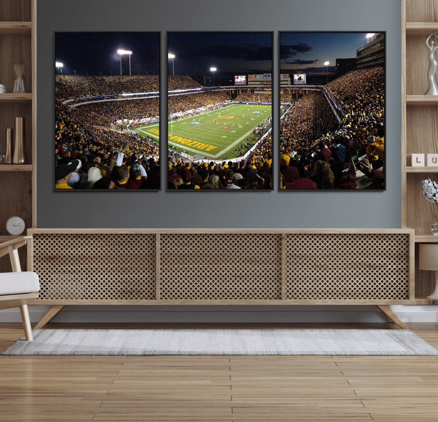 75716-MGV-FC-60X30-3P_Black-ASU Sun Devils Football Team Print Canvas - Phoenix Mountain America Stadium Wall Art Canvas Print