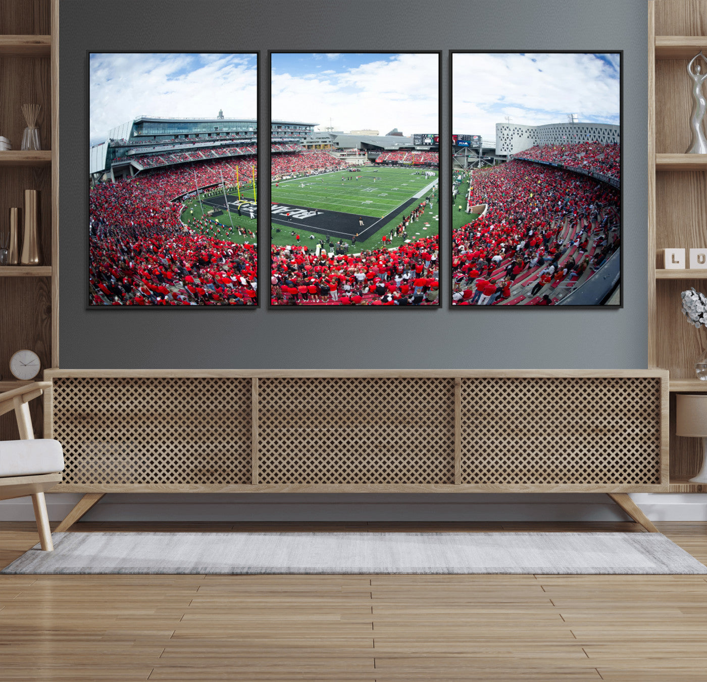 54070-MGV-FC-60X30-3P_Black-Cincinnati Bearcats Football Team Print - Nippert Stadium Wall Art Canvas Print