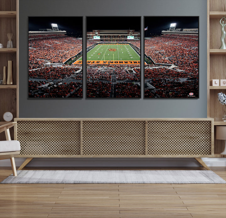 Oklahoma State Cowboys Canvas Print, Football Team Print - Stillwater Boone Pickens Stadium Wall Art Canvas Print