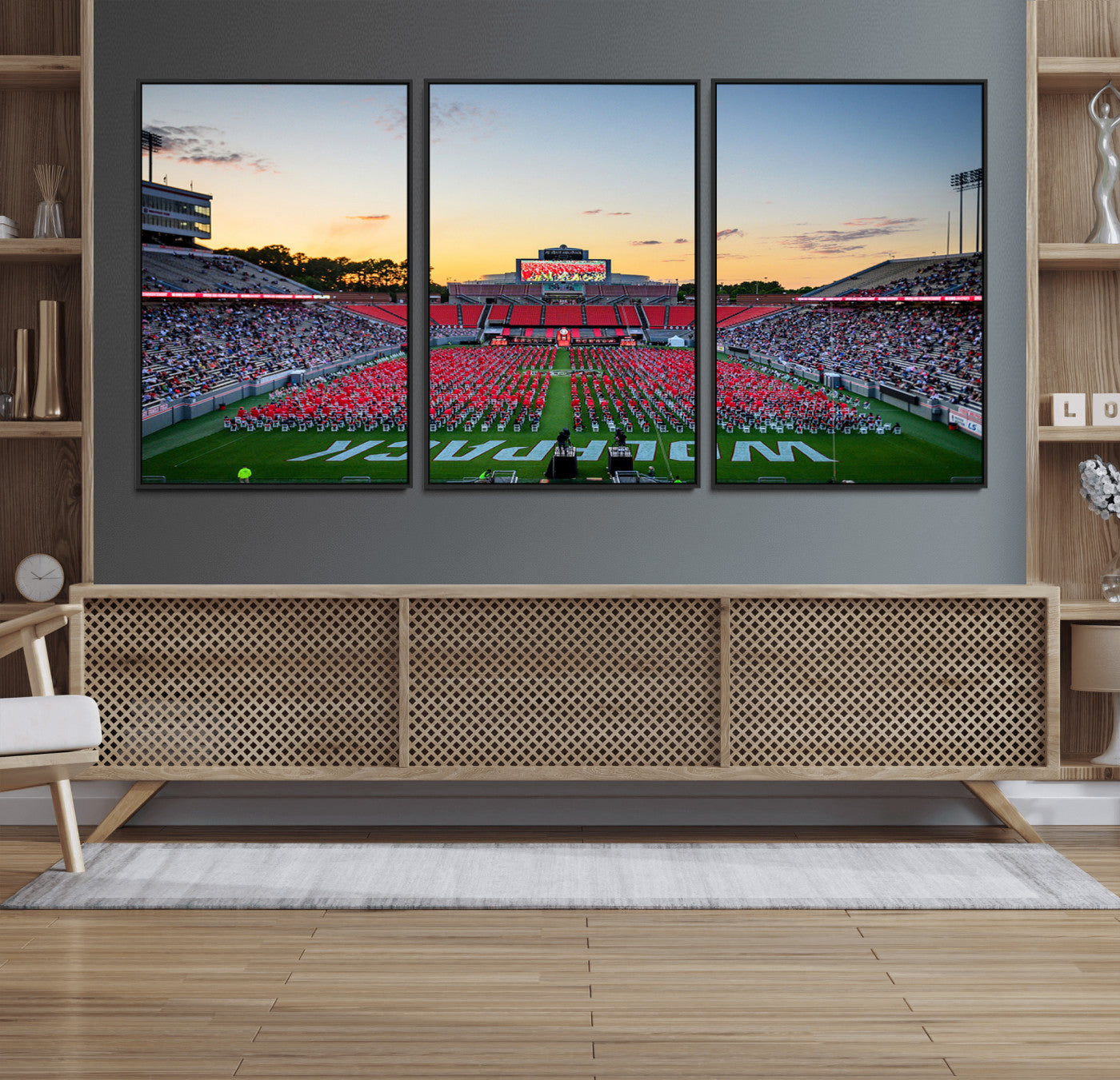 35266-MGV-FC-60X30-3P_Black-NC State Wolfpack Football Team Print Wall Art - Raleigh Carter-Finley Stadium Wall Art Canvas Print