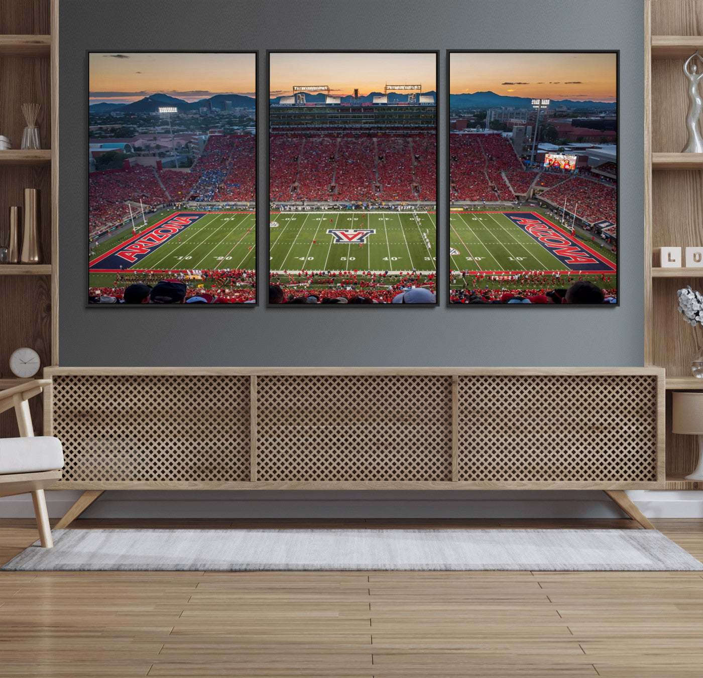 45563-MGV-FC-60X30-3P_Black-Arizona Wildcats Football Team Print - Tucson Arizona Stadium Wall Art Canvas Print