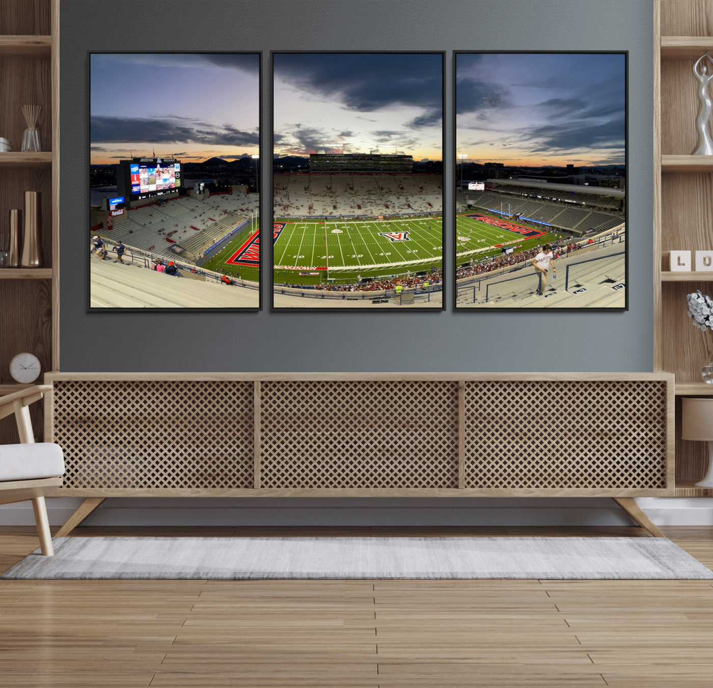 24339-MGV-FC-60X30-3P_Black-Arizona Wildcats Football Team Print - Tucson Arizona Stadium Wall Art Canvas Print