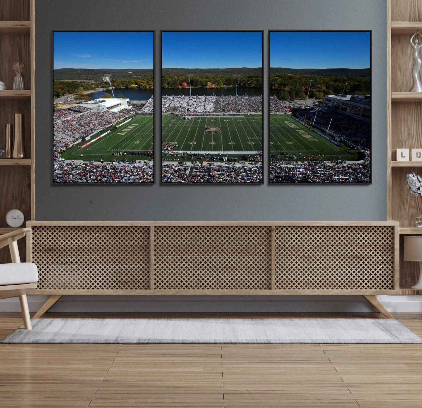 52056-MGV-FC-60X30-3P_Black-Army Black Knights Football Team Print - West Point Michie Stadium Wall Art Canvas Print