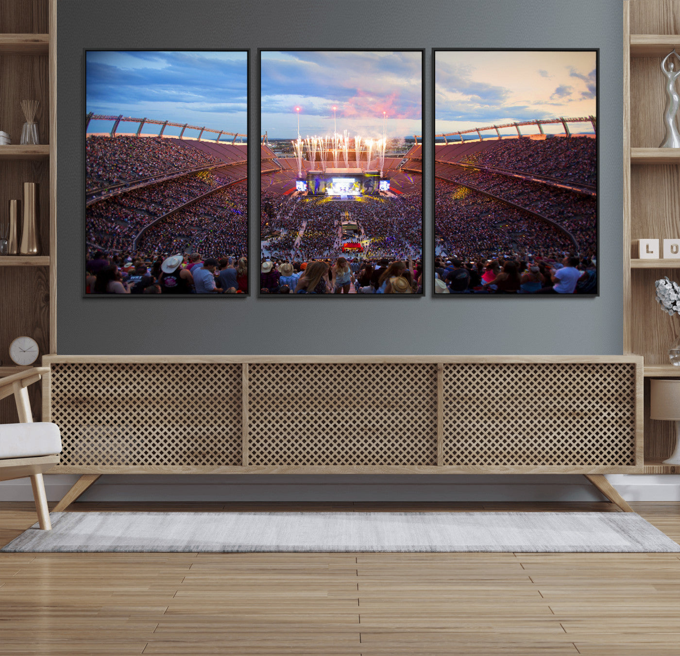 24689-MGV-FC-60X30-3P_Black-Denver Broncos Football Team Print Canvas- Empower Field at Mile High Stadium Wall Art Canvas Print