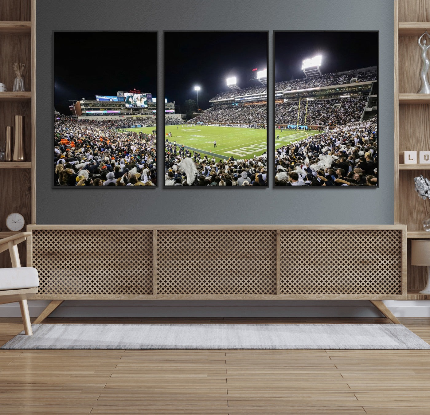 49339-MGV-FC-60X30-3P_Black-Georgia Tech Yellow Jackets Football Team Print - Atlanta Bobby Dodd Stadium Wall Art Canvas Print