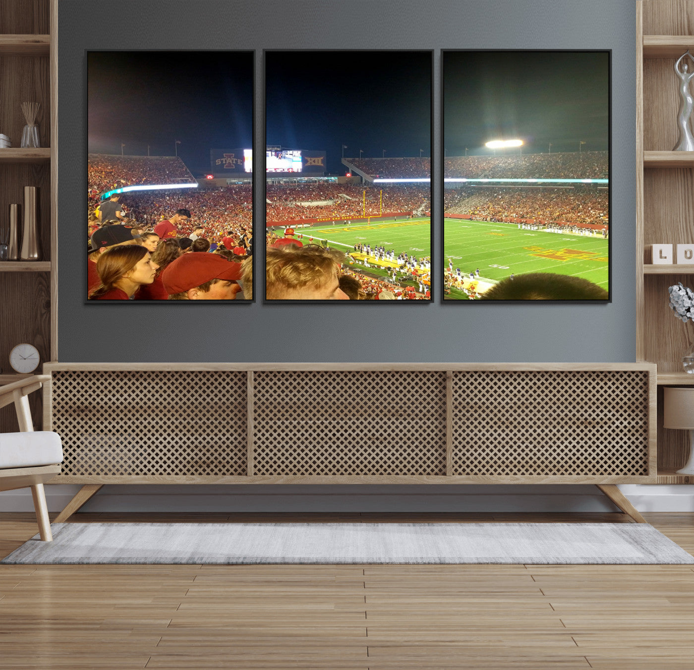 94319-MGV-FC-60X30-3P_Black-Iowa State University Cyclones Art Print, Football Team Print - Jack Trice Stadium Ames Wall Art