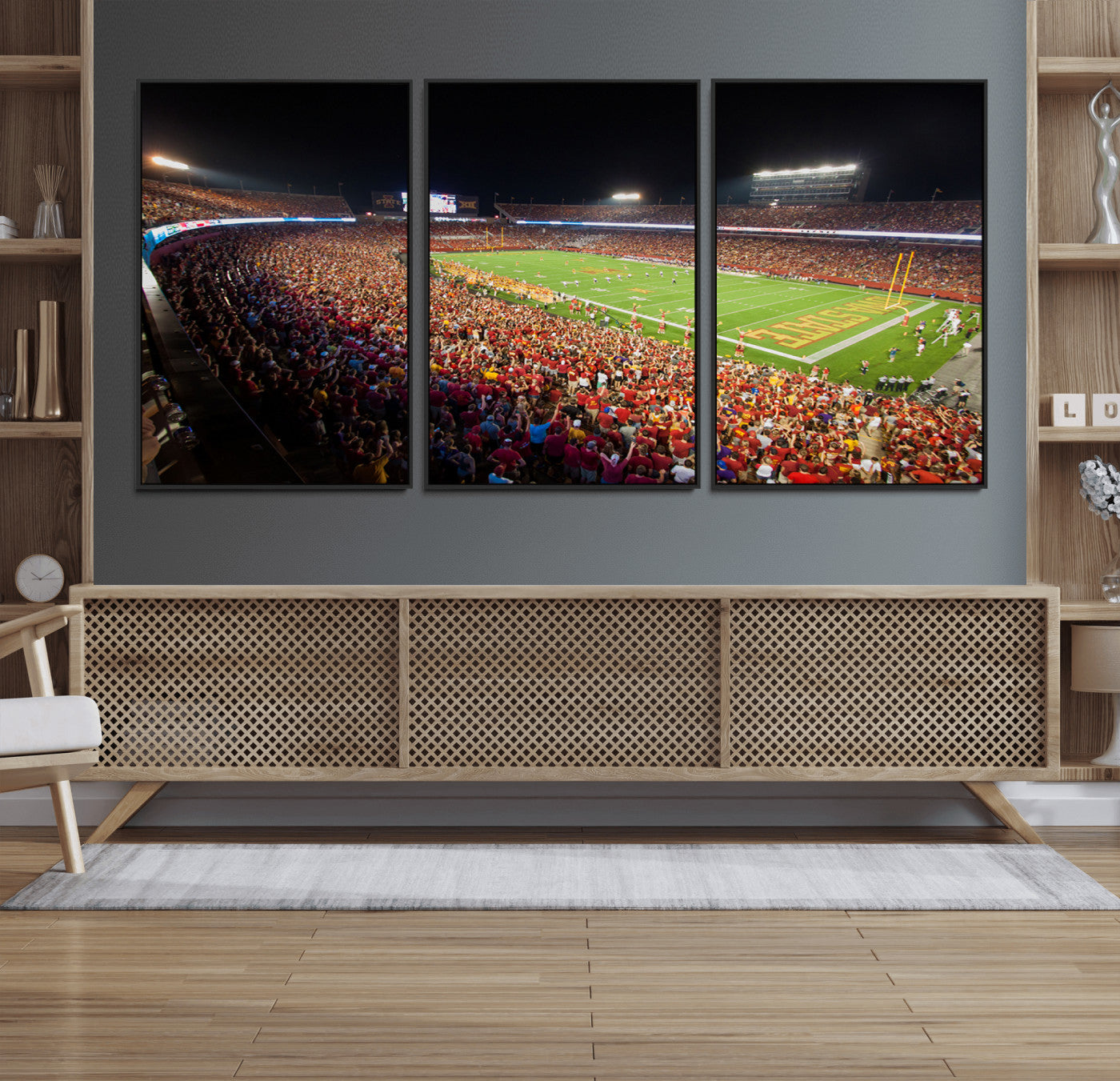 35139-MGV-FC-60X30-3P_Black-Iowa State University Cyclones Canvas Print, Football Team Print - Ames Jack Trice Stadium Wall Art