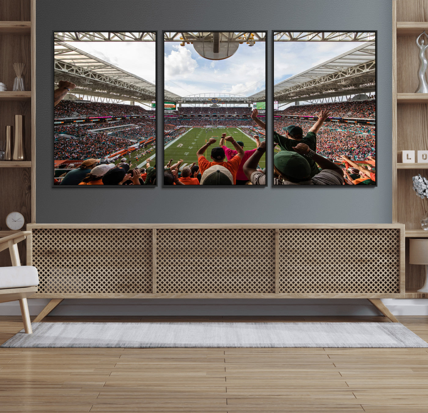 66239-MGV-FC-60X30-3P_Black-Miami Hurricanes Football Team Wall Art Print - Miami Hard Rock Stadium Wall Art Canvas Print
