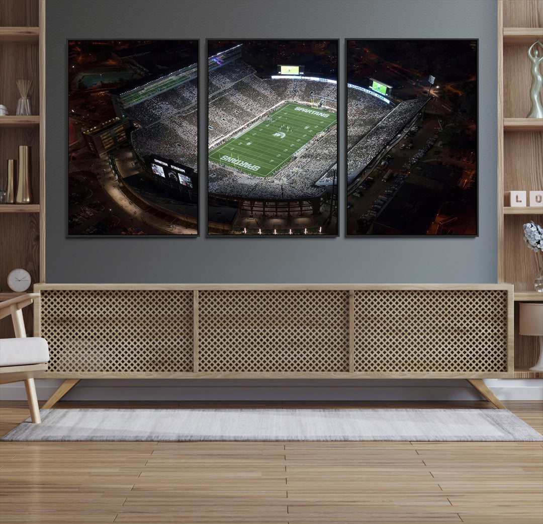 Michigan State Spartans Football Team Print - East Lansing Spartan Stadium Print Wall Art