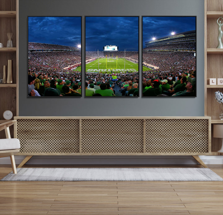 Michigan State Spartans Football Team Print - East Lansing Spartan Stadium Wall Art Canvas Print