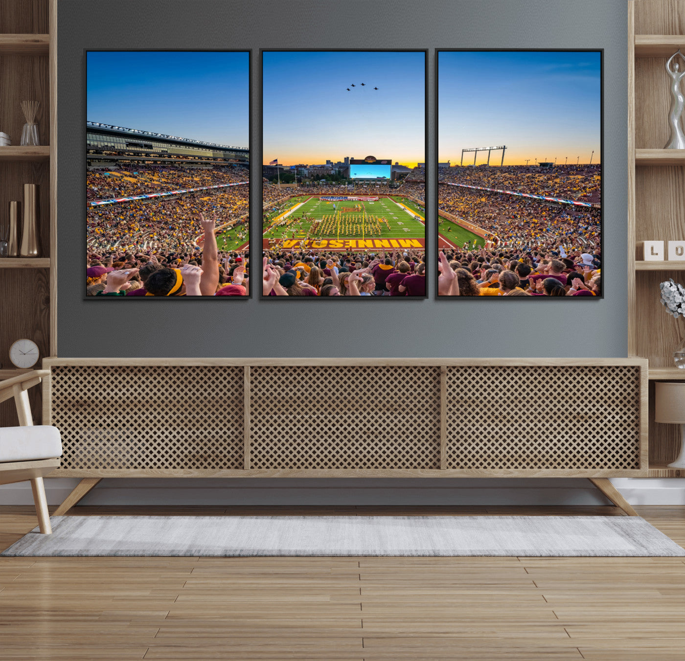 84421-MGV-FC-60X30-3P_Black-University of Minnesota Golden Gophers Art Print, Football Team Print - Minneapolis Huntington Bank