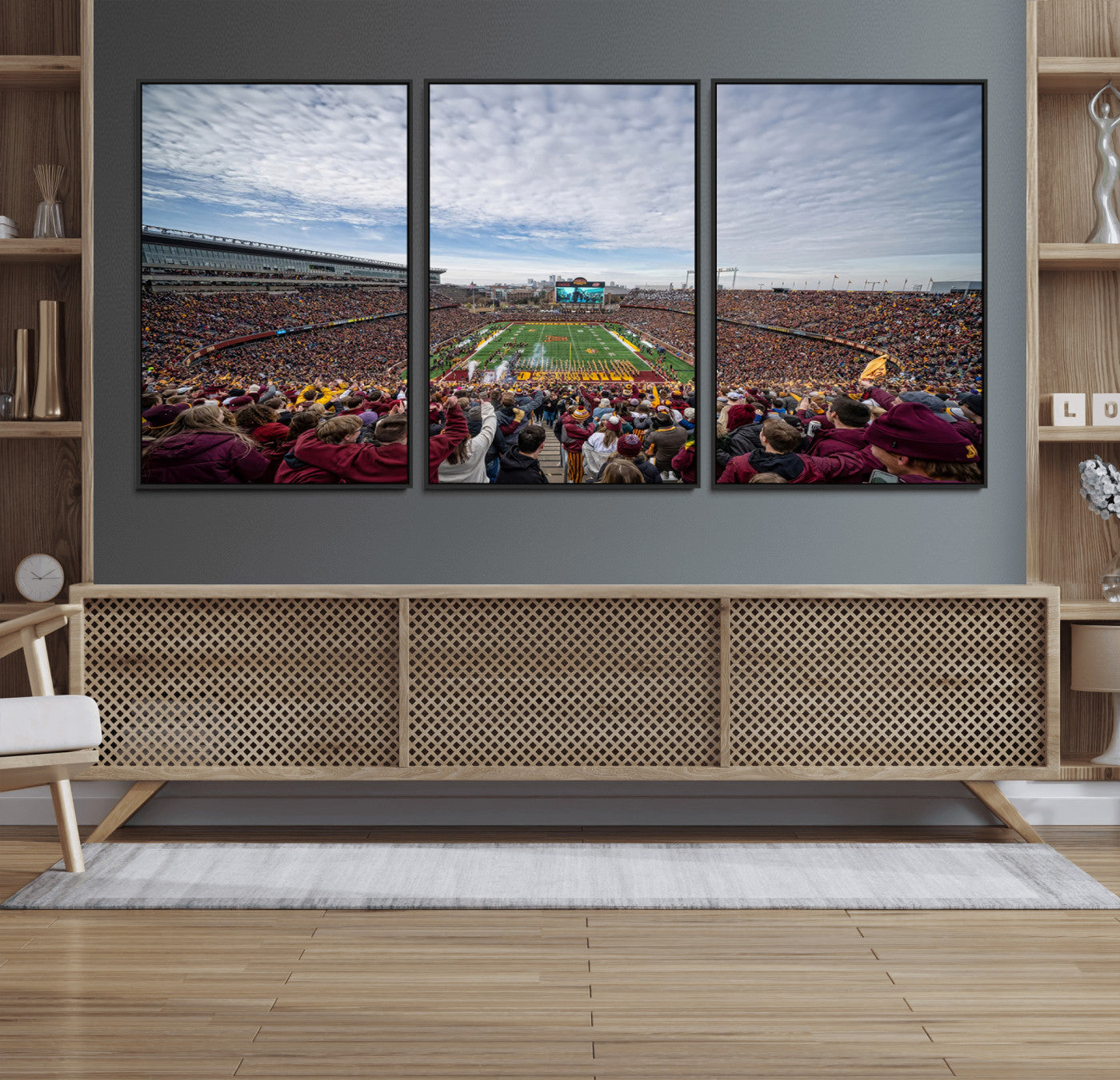 38459-MGV-FC-60X30-3P_Black-University of Minnesota Golden Gophers Football Team Print - Minneapolis Huntington Bank Stadium Art