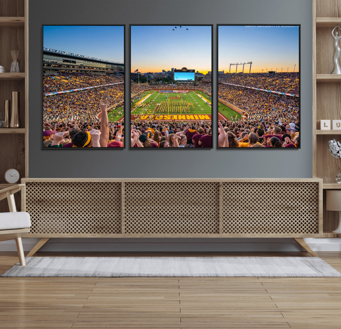 63452-MGV-FC-60X30-3P_Black-University of Minnesota Golden Gophers Football Team Print - Minneapolis Huntington Bank Stadium