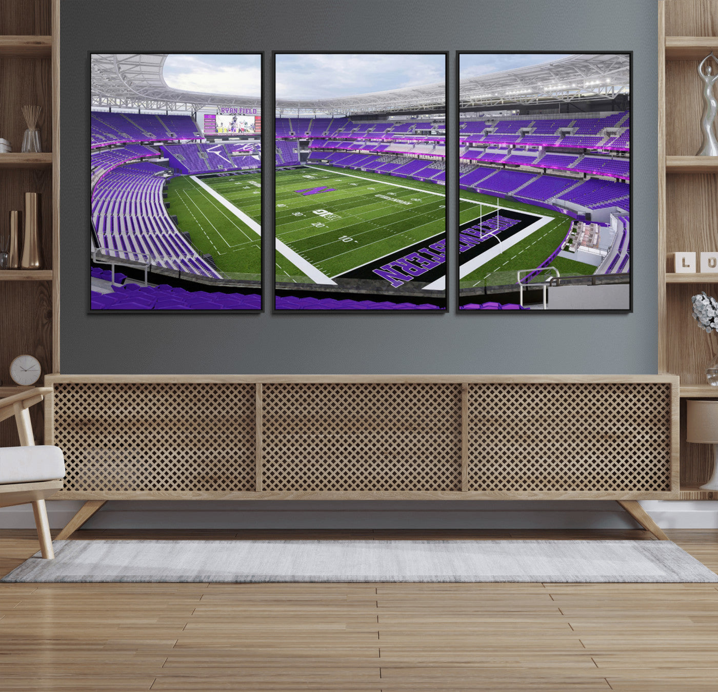 MGV-FC-60X30-3P - Northwestern University Wildcats Football Team Print - Evanston Ryan Field Wall Art Canvas Print