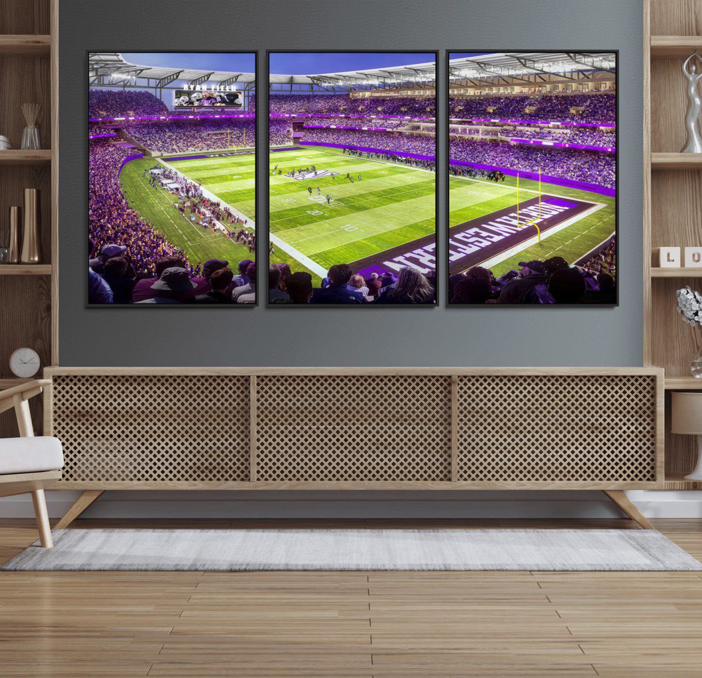 MGV-FC-60X30-3P - Northwestern University Wildcats Football Team Print - Evanston Ryan Field Wall Art Canvas Print