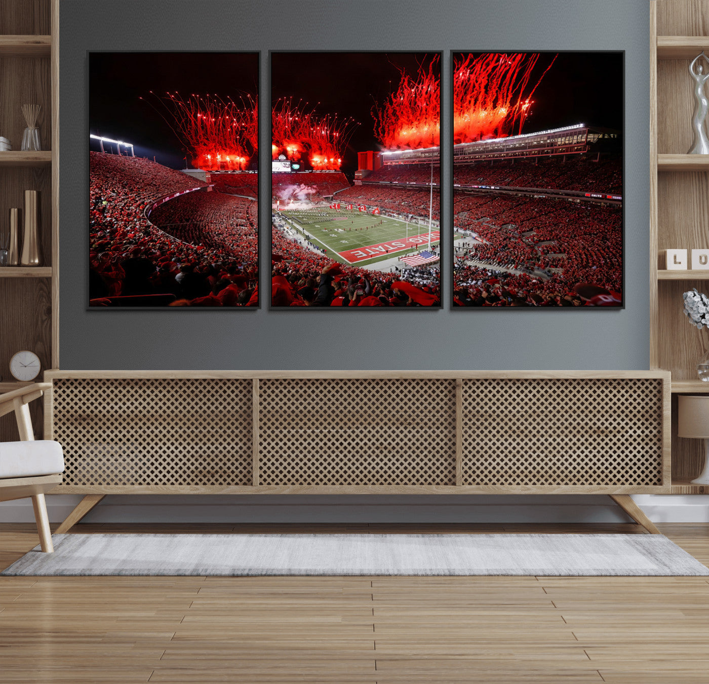 56909-MGV-CV-36X24-Ohio State University Buckeyes Football Team Print - Columbus Ohio Stadium Wall Art Canvas Print