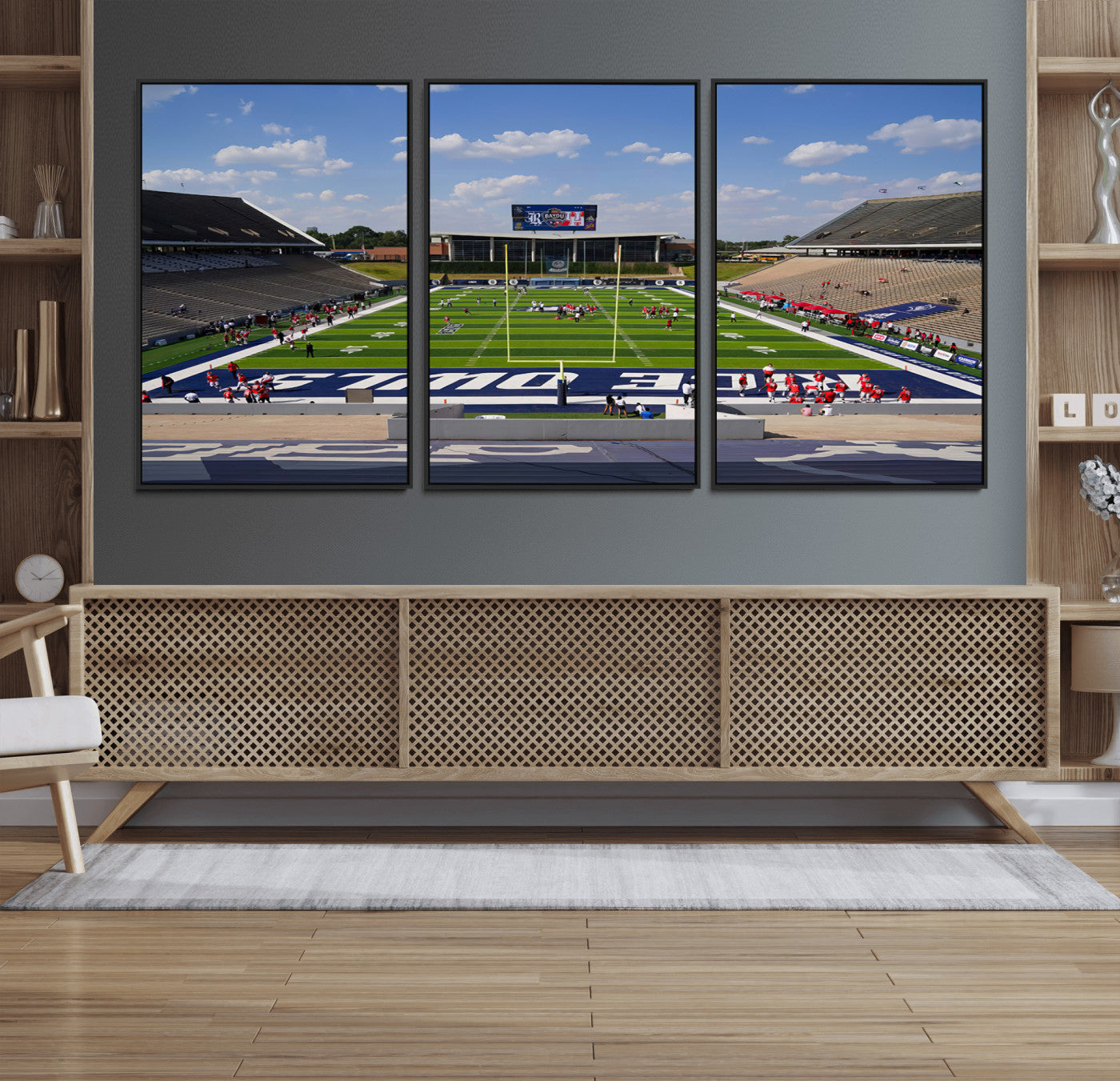 MGV-FC-60X30-3P - Rice University Owls Football Team Print - Houston Rice Stadium Wall Art Canvas Print