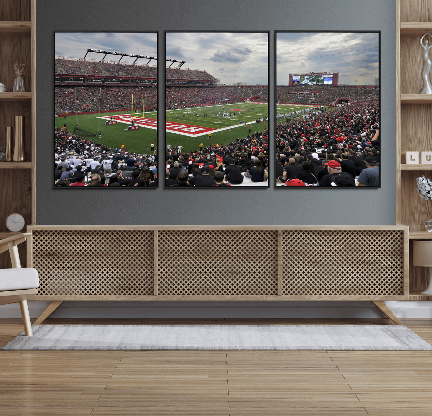66777-MGV-FC-60X30-3P_Black-Rutgers Scarlet Knights Football Team Print - SHI Stadium, Piscataway Wall Art Canvas Print