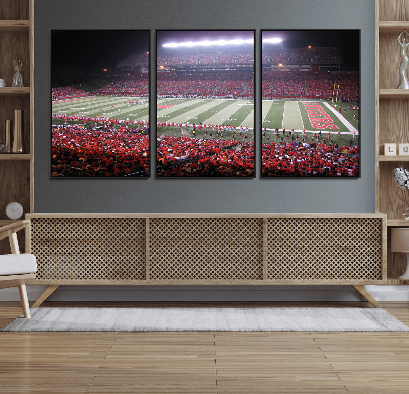 53225-MGV-FC-60X30-3P_Black-Rutgers University Scarlet Knights Football Team Print - Piscataway SHI Stadium Wall Art Canvas