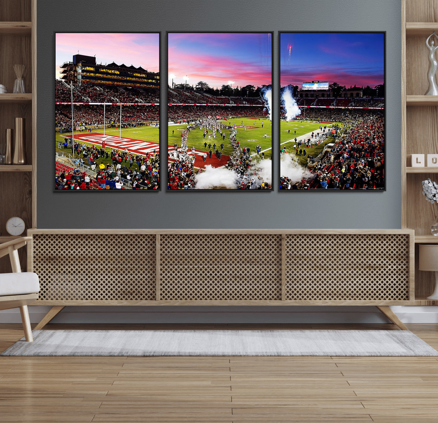 25557-MGV-FC-60X30-3P_Black-Stanford University Cardinal Football Team Print - Stanford Stadium Wall Art Canvas Print