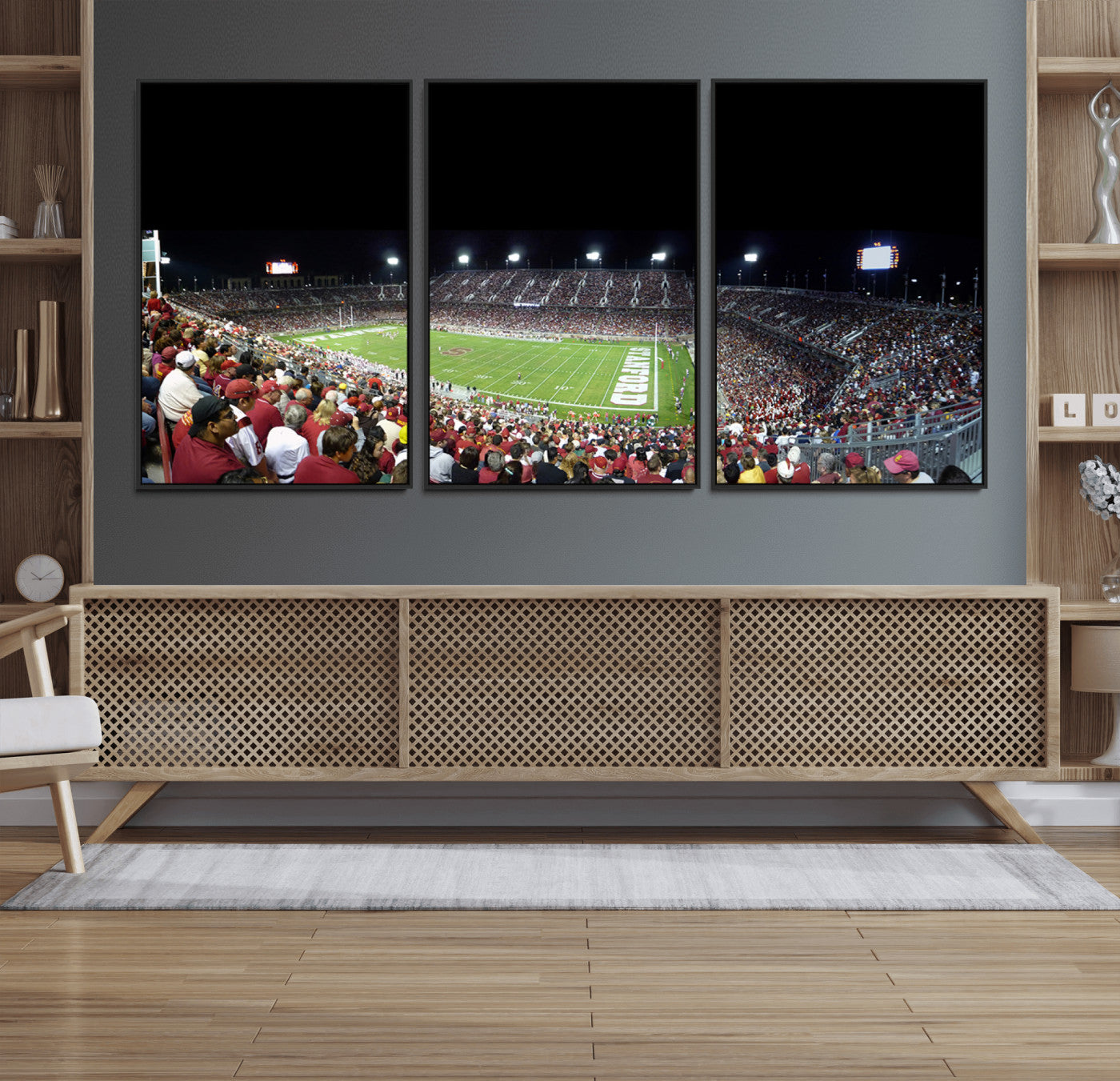 24884-MGV-FC-60X30-3P_Black-Stanford University Cardinal Football Team Print - Stanford Stadium Wall Art Canvas Print