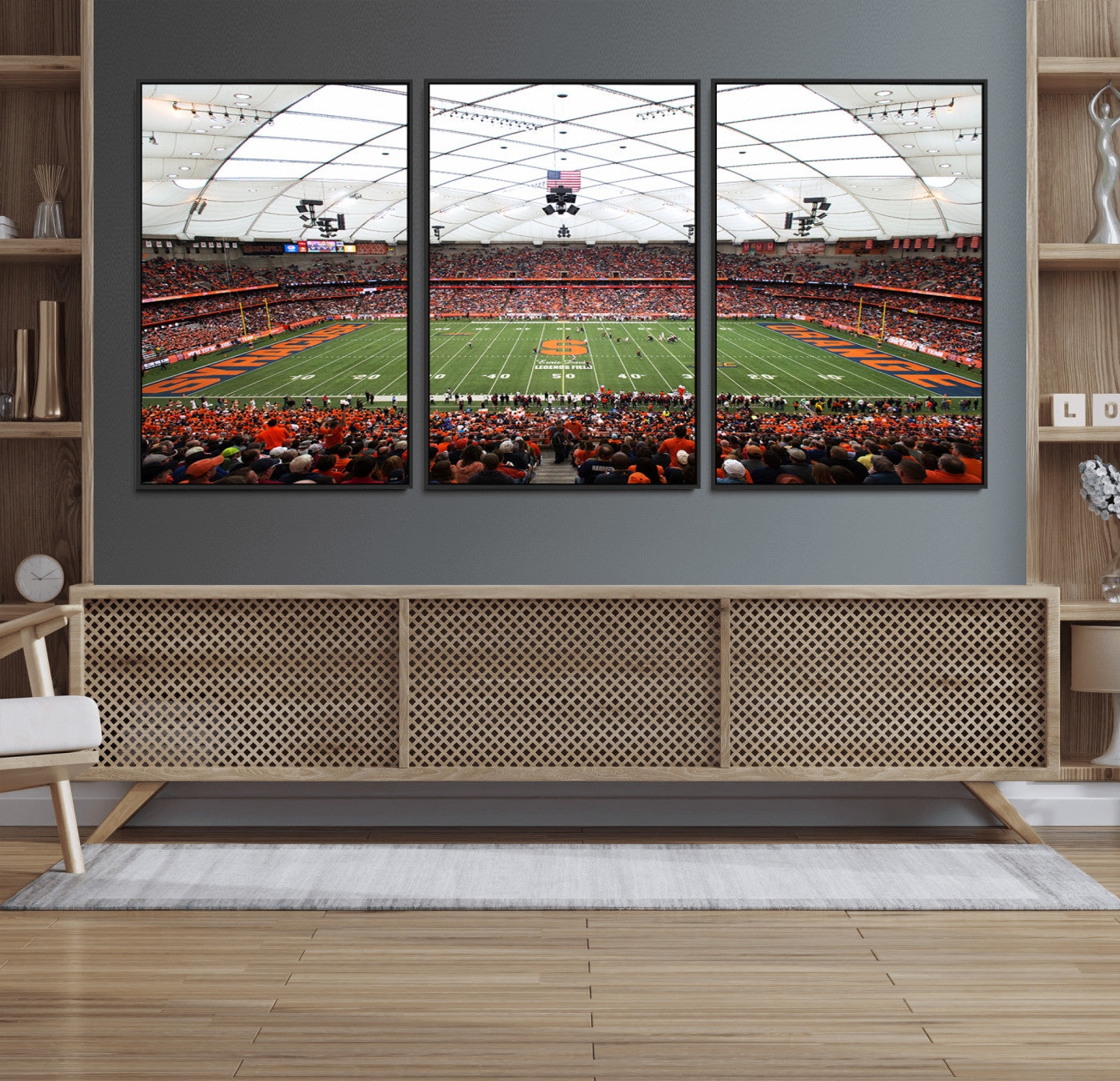 78104-MGV-FC-60X30-3P_Black-Syracuse University Orange Football Team Print - Syracuse JMA Wireless Dome Wall Art Canvas Print