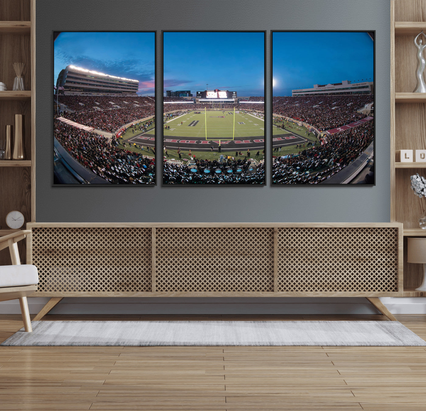 MGV-FC-60X30-3P - Texas Tech Red Raiders Canvas, Framed Football Team Print - Lubbock Jones AT&T Stadium Wall Art