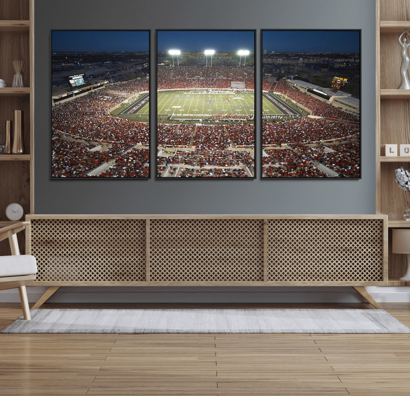 MGV-FC-60X30-3P - Texas Tech Red Raiders Football Team Print - Lubbock Jones AT&T Stadium Wall Art Canvas Print